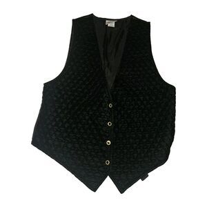 Vintage Black Velvet Vest Size 16 Diamond Quilted VIntage Whimsigoth Witchy NWOT